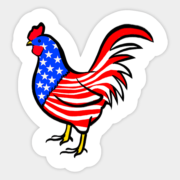 4th of July Independence Day Cock Rooster American Flag Sticker by livania